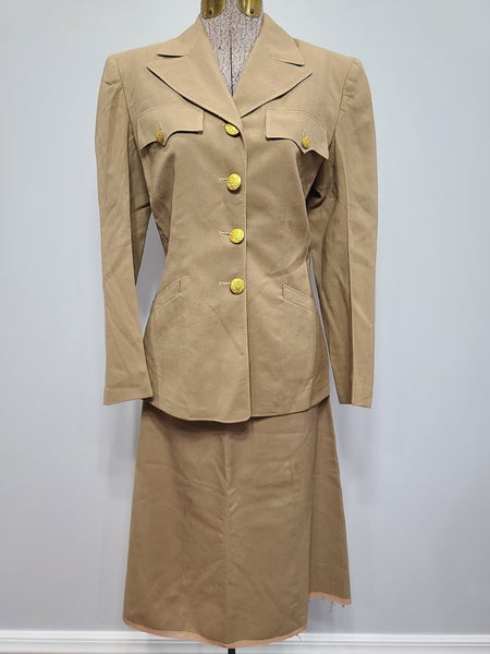 WWII WAC Women's Tropical Worsted Khaki Uniform Jacket & Skirt 10R