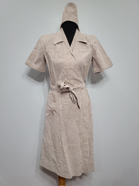 WWII Women's Army Nurse ANC Seersucker Hospital Dress and Hat