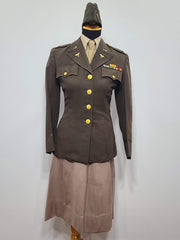 WWII Women's Army Nurse Uniform: Jacket, Pink Skirt, Blouse, Tie & Hat
