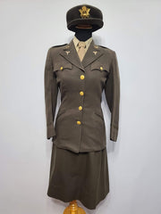 WWII Women's Army Nurse Uniform Grouping: Jacket Skirt Hat Blouse Tie