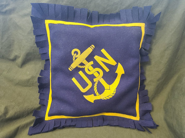 WWII or WWI USN US Navy Felt Pillow Chicago Pennant Company