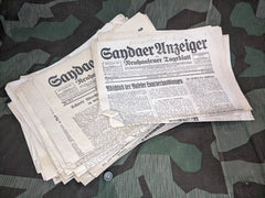 Original 3rd Reich Era Sandaer-Anzeiger Newspaper