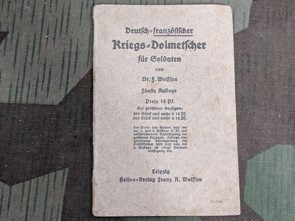WWI German-French Interpreter Book für Soldaten