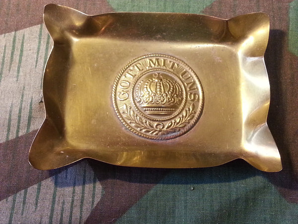 WWI German Belt Buckle Ashtray Gott Mit Uns Trench Art