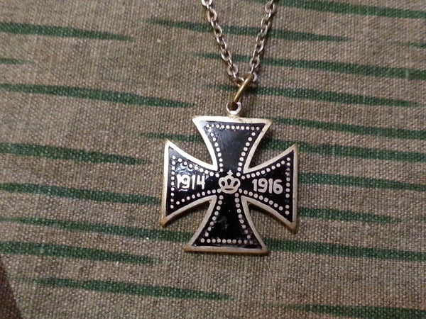 WWI German Enamel Iron Cross Sweetheart Necklace