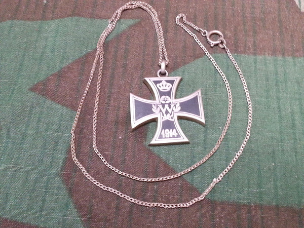 WWI German Engraved Iron Cross Necklace