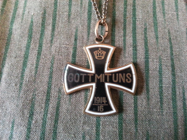 WWI German Gott Mit Uns Iron Cross Sweetheart Necklace