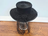 Black Wool Felt Tilt Hat with Netting