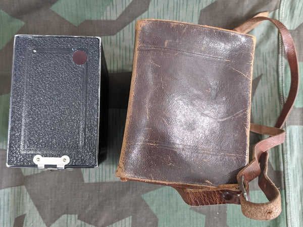 Unmarked Box Camera in Leather Case