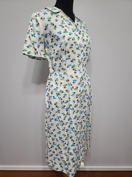 White Dress with Flower Print <br> (B-41" W-32" H-43")