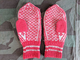 Red and White Knit Mittens