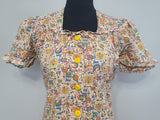 Colorful Novelty Print Dress (Flowers, People, Animals) <br> (B-37" W-32" H-38")
