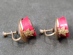 Red US Army Hat Sweetheart Screw-back Earrings