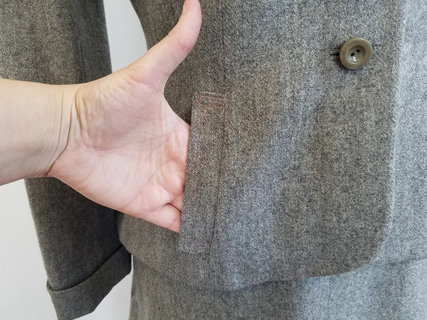 Gray Wool Skirt Suit <br> (B-37" W-26" H-39")