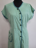 Green Check Print Button Down Dress <br> (B-42" W-34" H-41")