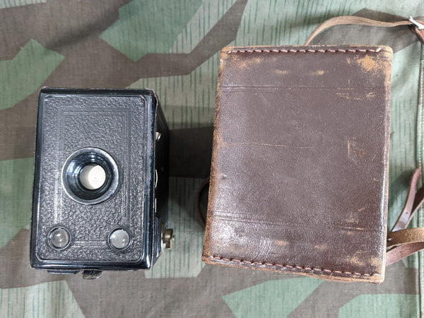Unmarked Box Camera in Leather Case