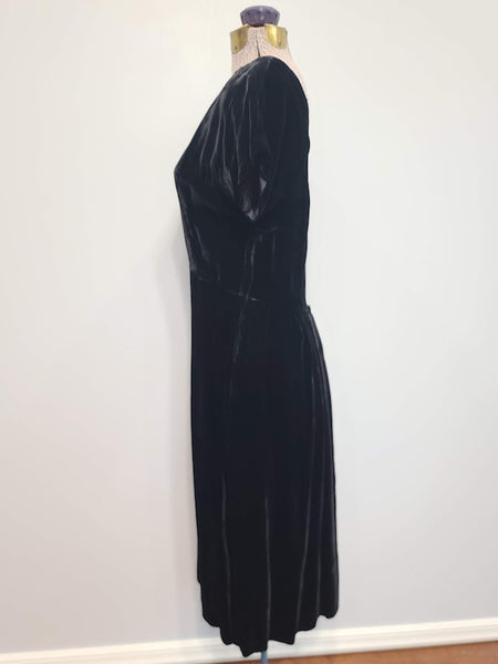 German Black Velvet Dress with Apron <br> (B-34" W-27" H-35")