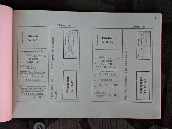 Seiden-Großhandlung Receipt Book 1937