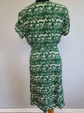 Green and White Print Dress <br> (B-42" W-33.5" H-38")