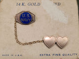 US Navy Heart Chain Pins on Card