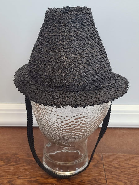 Black Straw Tilt Hat