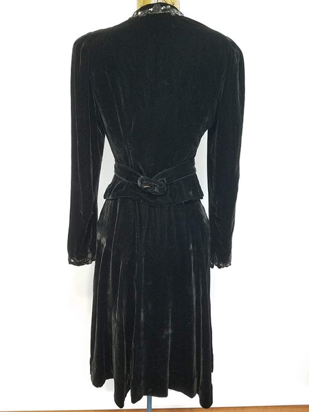 Black Velvet and Sequin Skirt Suit <br> (B-33" W-23" H-35")