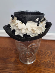 Black Hat with White Flowers