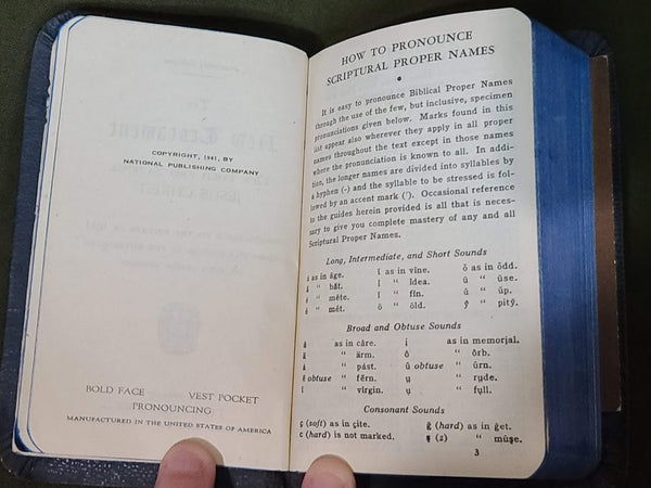US Military New Testament & Psalms Bible 1941