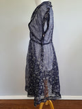 Blue See-Through Dress with Flower Design <br> (B-39" W-30" H-43")