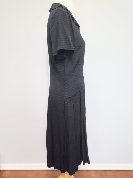 Black Seersucker Striped Material Dress <br> (B-40" W-33" H-40")
