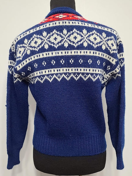Blue Button Down Sweater <br> (B-36"-40" W-28"-34")