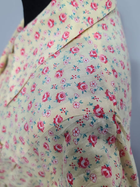 Yellow Flower Print Dress <br> (B-40" W-36" H-42.5")