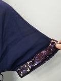 Navy Blue Dress with Trim AS-IS <br> (B-43" W-38" H-46")
