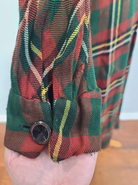 German Dark Plaid Dress <br> (B-38" W-28" H-40")