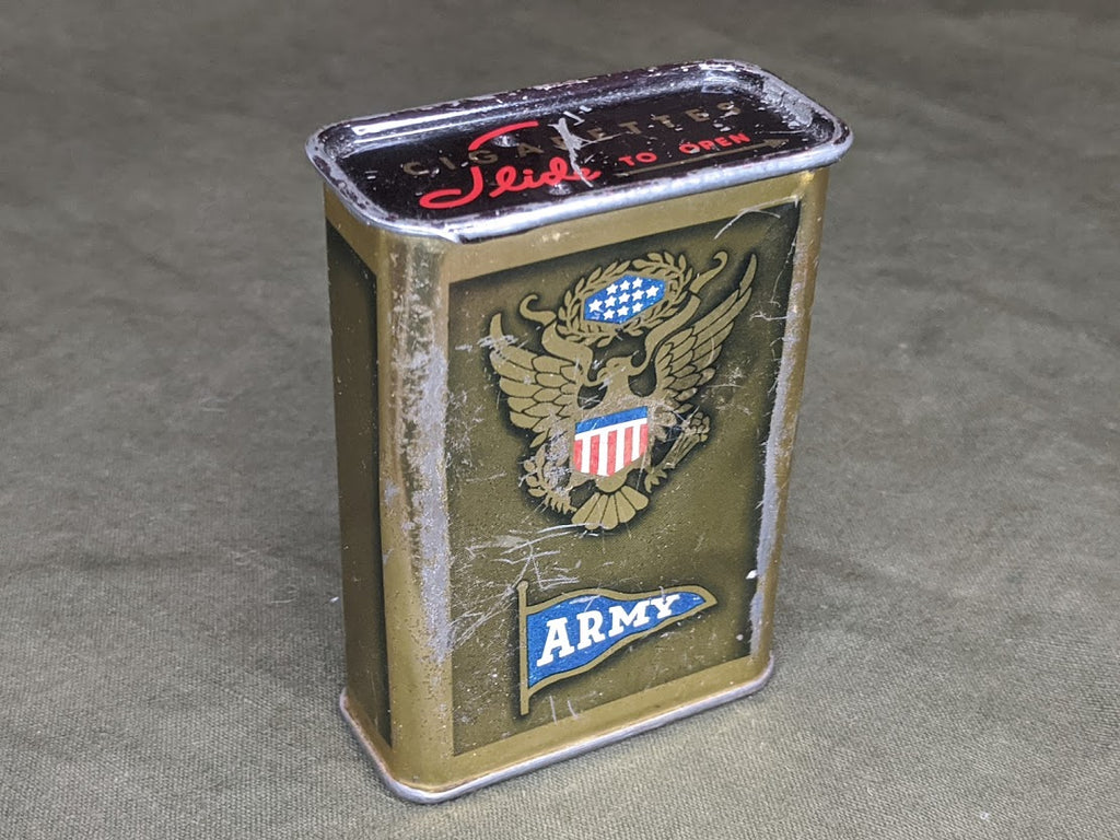 cigarettes in a tin US Army Cigarette Tin
