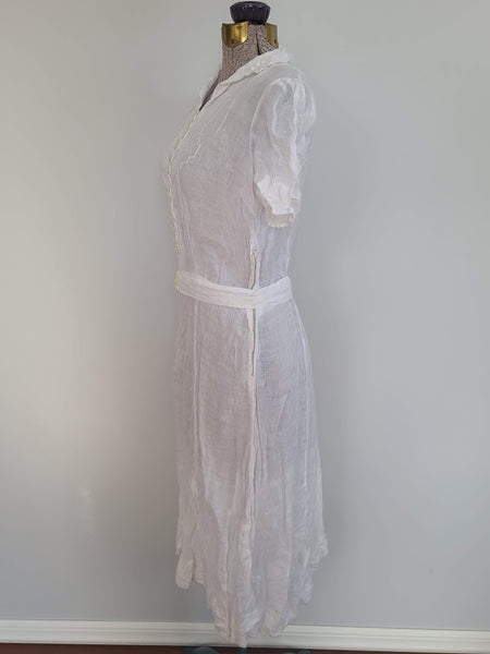 White Button Down Dress <br> (B-36" W-26" H-34")