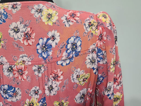 Pink Flower Long Sleeve Dress <br> (B-38" W-33" H-44")