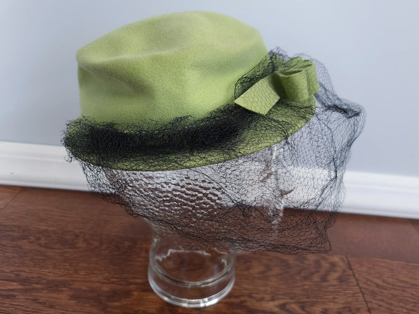 Green Tilt Hat with Black Netting