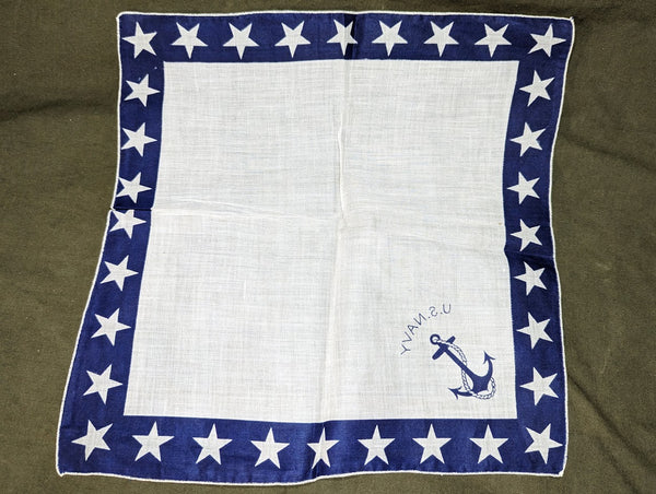 US Navy Anchor and Stars Sweetheart Hankie