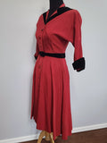 Red Dress with Black Trim and Belt <br> (B-35" W-26" H-full)