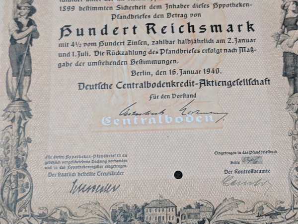 Bond for 100 Reichsmarks 1940