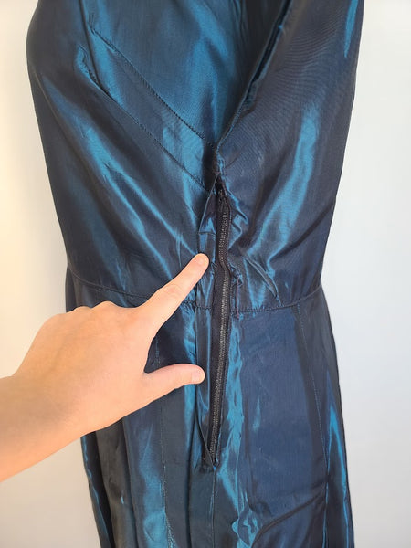Blue Shiny Iridescent Dress <br> (B-40" W-31" H-48")