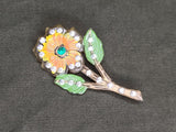 Colorful Rhinestone Flower Pin