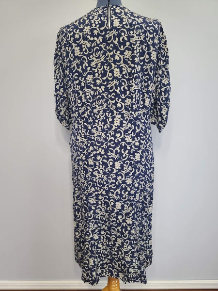 Blue and White Animal Novelty Print Dress <br> (B-47" W-37" H-44")