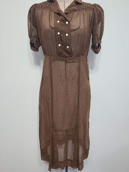 Brown Polka Dot Dress <br> (B-38" W-27" H-33")