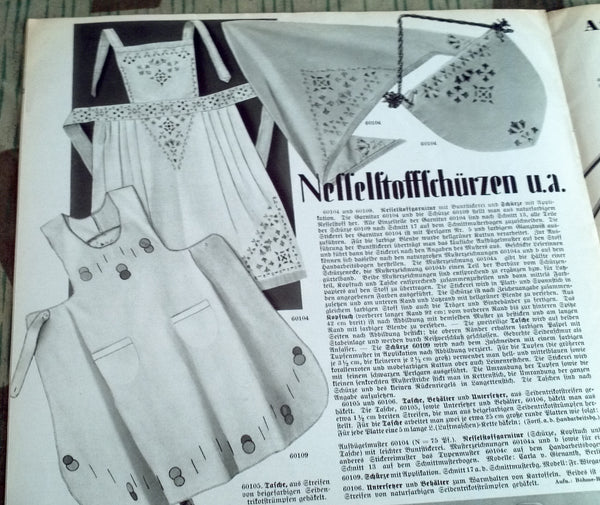 German Apron with Blue Needlework Designs