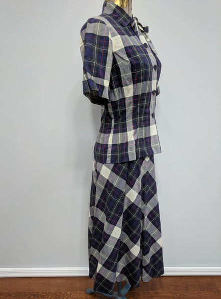 Plaid Outfit: Blouse and Skirt <br> (B-35" W-24" H-36")