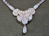 Rhinestone Flower Teardrop Necklace
