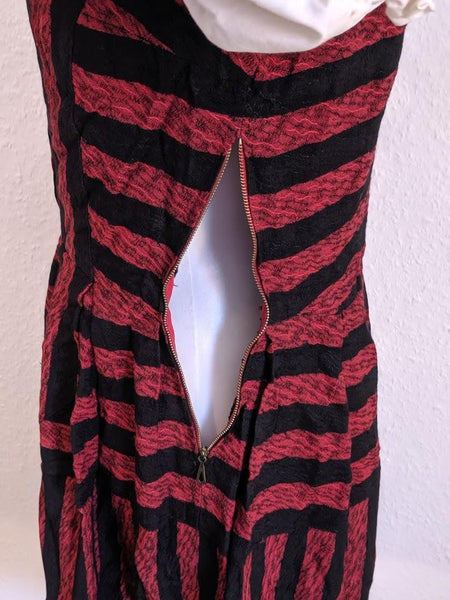 Red and Black Striped Dirndl <br> (B-37" W-27" H-42")