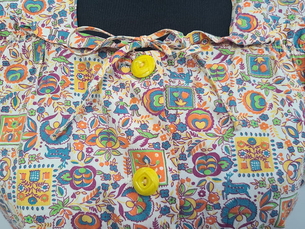 Colorful Novelty Print Dress (Flowers, People, Animals) <br> (B-37" W-32" H-38")